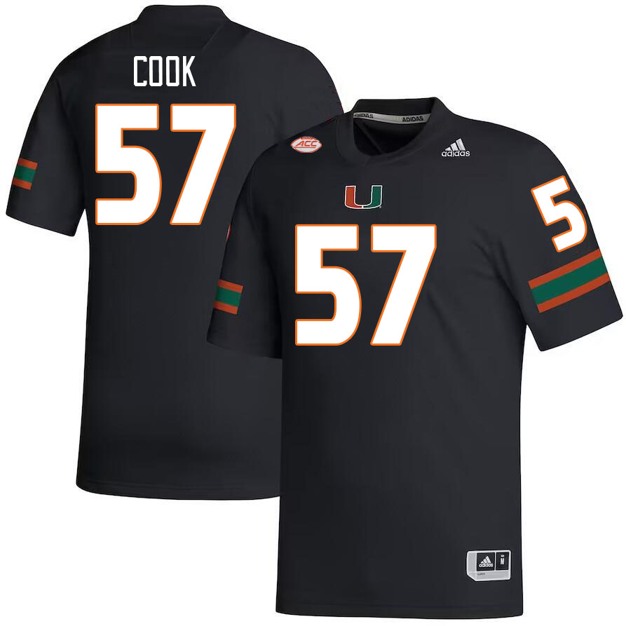 Men #57 Marley Cook Miami Hurricanes College Football Jerseys Stitched-Black